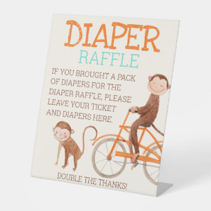 Monkey Double Trouble Twins Baby Diape Raffle Sign
