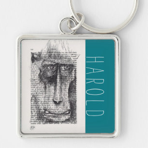 Monkey Drawing for Monkey Year 2016 Personalised K Key Ring