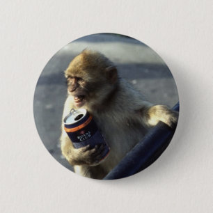 Monkey Drinking 6 Cm Round Badge