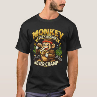 Monkey Eat A Banana, Never Cramp – Funny Fitness T-Shirt