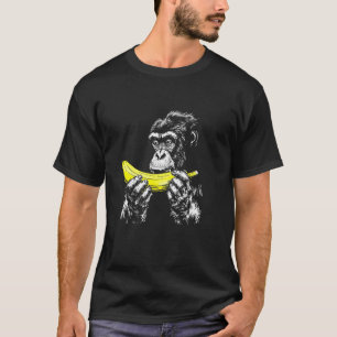 Monkey Eating a Banana Art, Funny Graphic T-Shirt