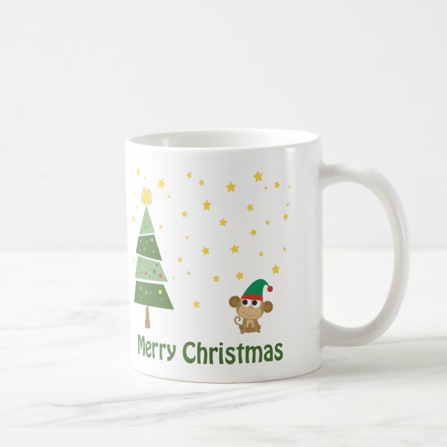 Monkey Elf Christmas Scene Coffee Mug (Right)