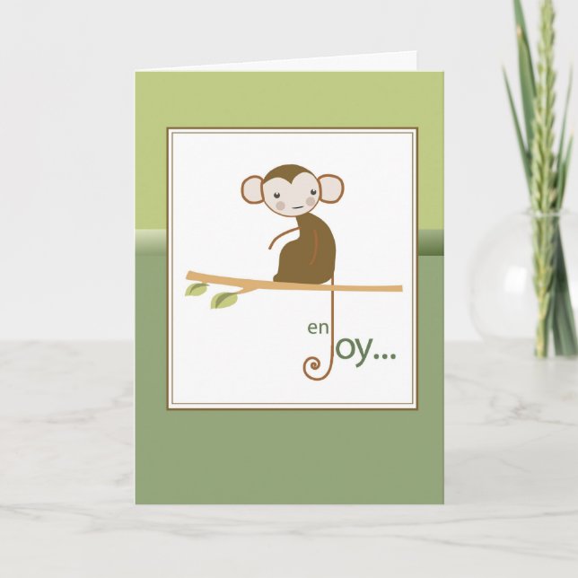 Monkey Enjoy Blessings Thinking of You Card (Front)