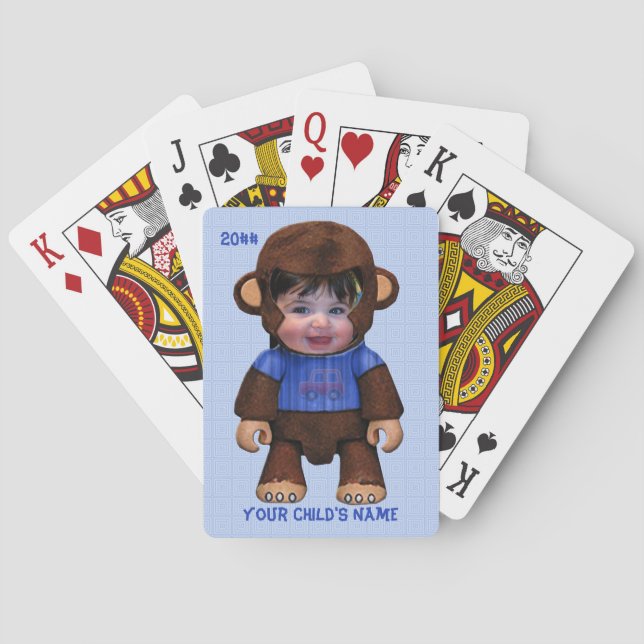 Monkey Face - Boy (Personalised Playing Cards) Cards (Back)
