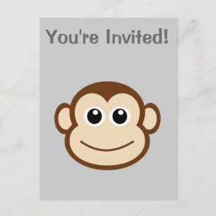 Monkey Face Cartoon Invitation Postcard