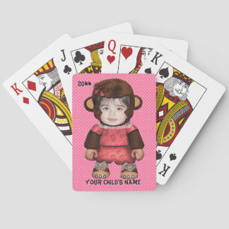 Monkey Face - Girl (Personalised Playing Cards) Cards