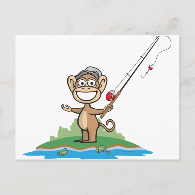 Monkey Fishing Postcard (Front)