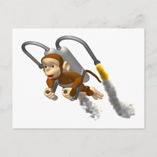 Monkey Flying With Jetpack Postcard