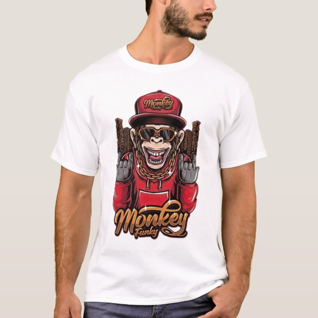 Monkey Funky T-Shirt - Cool Hip Hop Monkey Graphic (Front)