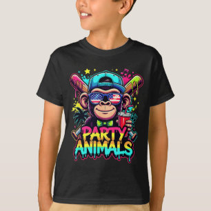 Monkey Funny Animals Baseball Drip Kids Youth Boys T-Shirt