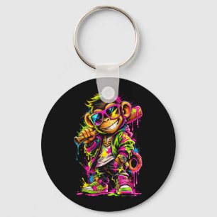 Monkey Funny Animals Baseball Drip Party Sport Key Ring