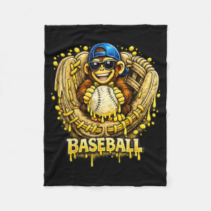 Monkey Funny Animals Baseball Ice Cream Drip Cool Fleece Blanket
