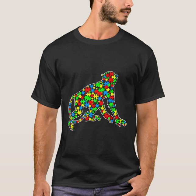 Monkey Funny Puzzle Animals Autism Awareness T-Shirt (Front)