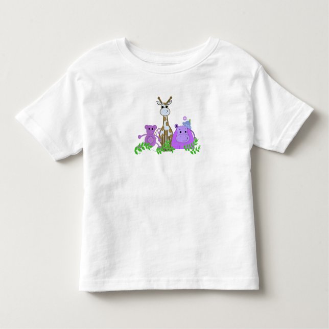 Monkey, Giraffe and Hippo Toddler T-Shirt (Front)