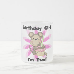 Monkey Girl 2nd Birthday Tshirts and Gifts Frosted Glass Coffee Mug