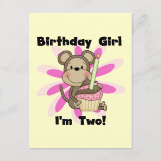 Monkey Girl 2nd Birthday Tshirts and Gifts Postcard