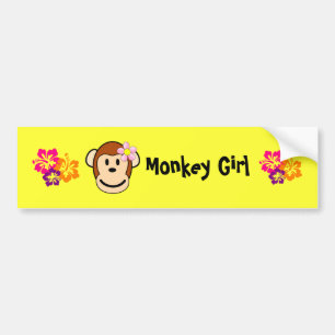 Monkey Girl Island Flower Bumper Sticker