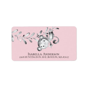 Monkey Girls Baby Shower Address Label