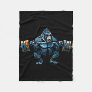 Monkey Gorilla Bodybuilding Muscles Fitness Gym 1  Fleece Blanket