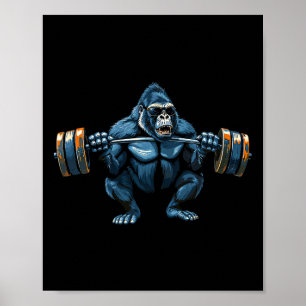 Monkey Gorilla Bodybuilding Muscles Fitness Gym 1  Poster