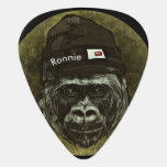 Monkey Gorilla Hat Cool Name Guitar Pick Monogram<br><div class="desc">Customise this cool monkey/ape in a hat design with your name. Design on front and back!</div>