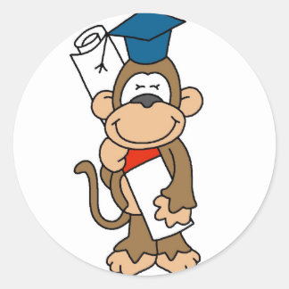 Monkey Graduate Tshirts and Gifts Classic Round Sticker