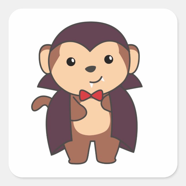 Monkey Halloween Cute Devil Kids Vampire Costume Square Sticker (Front)