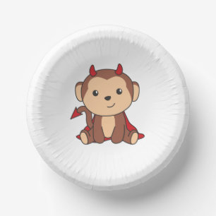 Monkey Halloween Cute Devil Kids Witches Costume Paper Plate