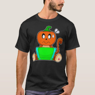 Monkey Halloween Pumpkin Laptop T-Shirt