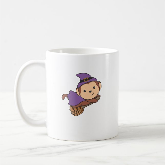 Monkey Halloween Witch Kids Witch Costume Coffee Mug (Left)