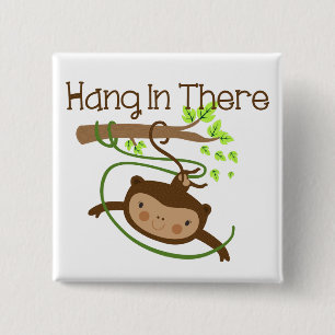 Monkey Hang in There 15 Cm Square Badge