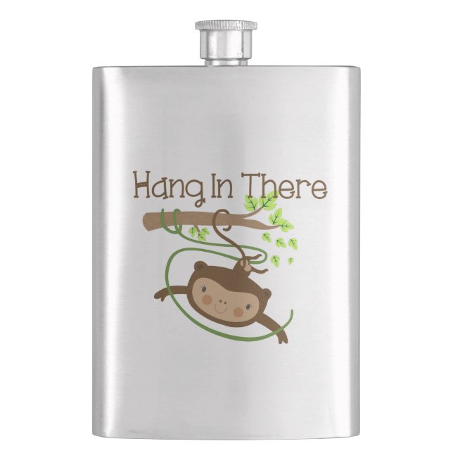 Monkey Hang in There Hip Flask (Front)
