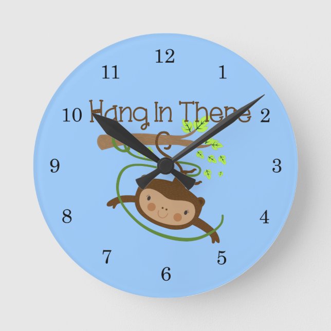 Monkey Hang in There Round Clock (Front)