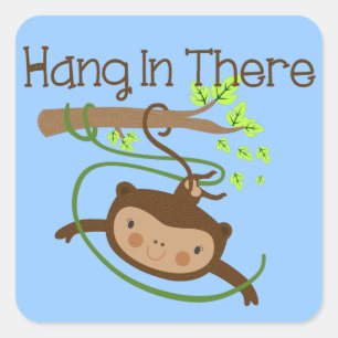 Monkey Hang in There Square Sticker