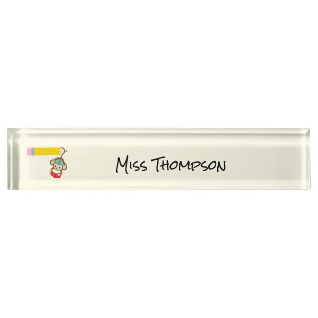 Monkey Hanging by Tail Custom Teacher Nameplate (Front)