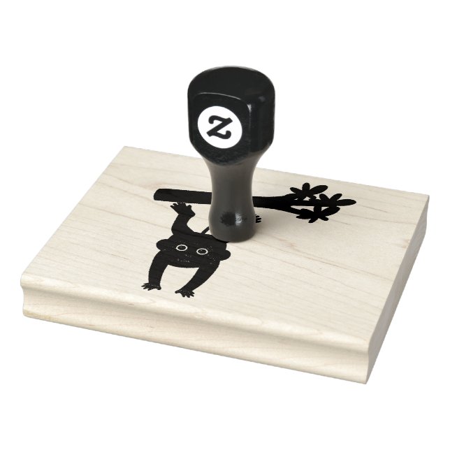 monkey hanging green tree rubber stamp (Stamp)