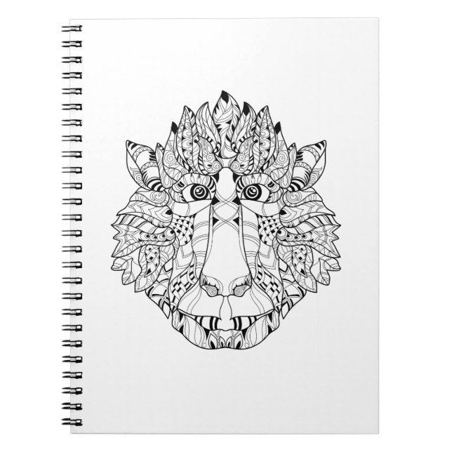 Monkey Head Doodle Spiral Notebook (Front)
