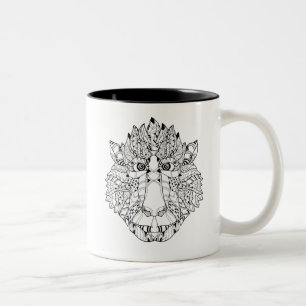 Monkey Head Doodle Two-Tone Coffee Mug