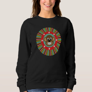 Monkey Head in vintage style multi colored badge Sweatshirt