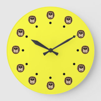 Monkey Heads Large Clock