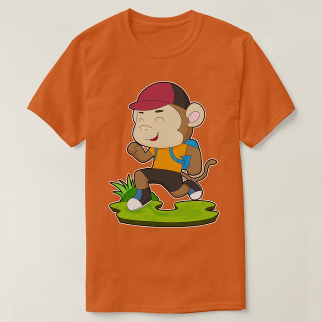Monkey Hiker Backpack T-Shirt (Design Front)
