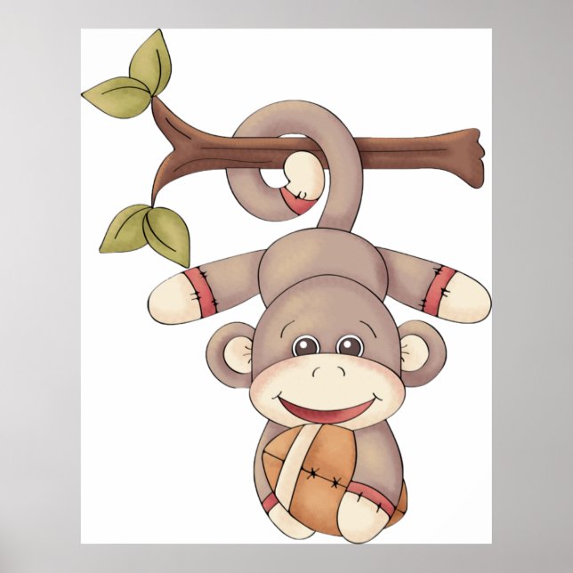 Monkey Holding A Football Poster (Front)