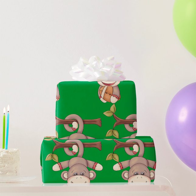 Monkey Holding A Football Wrapping Paper (Creator Uploaded)