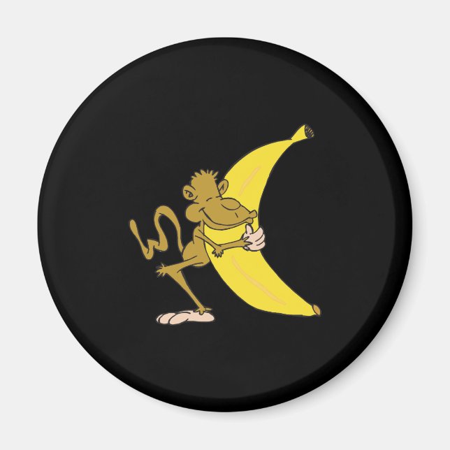 monkey hugging banana magnet (Front)