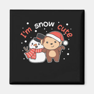 Monkey I Love You Snow Much Snowman Pun Magnet