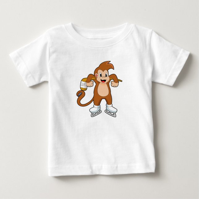 Monkey Ice hockey Ice hockey stick Baby T-Shirt (Front)