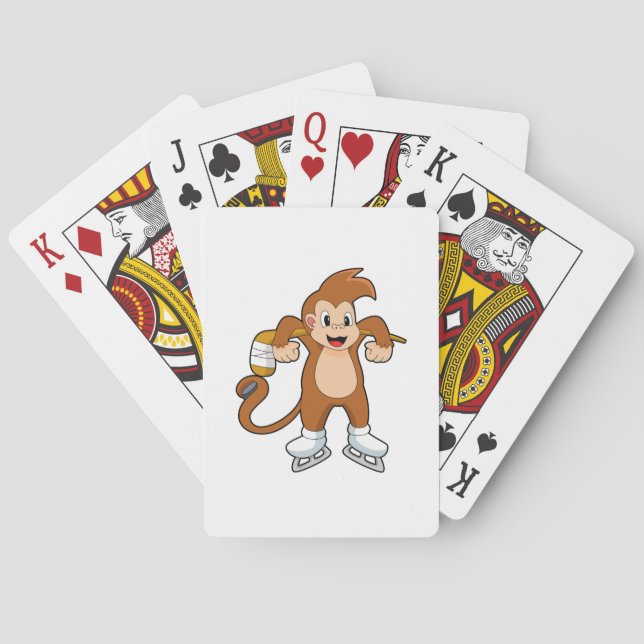 Monkey Ice hockey Ice hockey stick Playing Cards (Back)