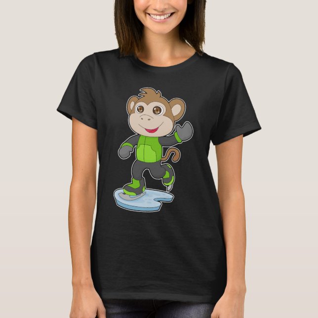 Monkey Ice skating Ice skates T-Shirt (Front)