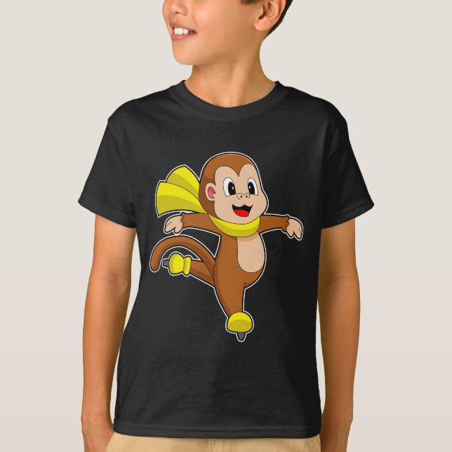 Monkey Ice skating Ice skates T-Shirt (Front)