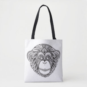 Monkey Illustartion Doodle 2 Tote Bag
